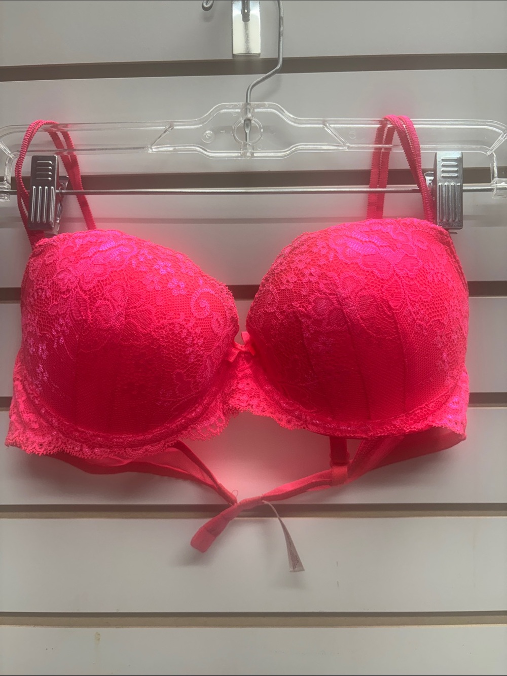 Candie's Neon Pink Lace Push-Up Bra with Underwire